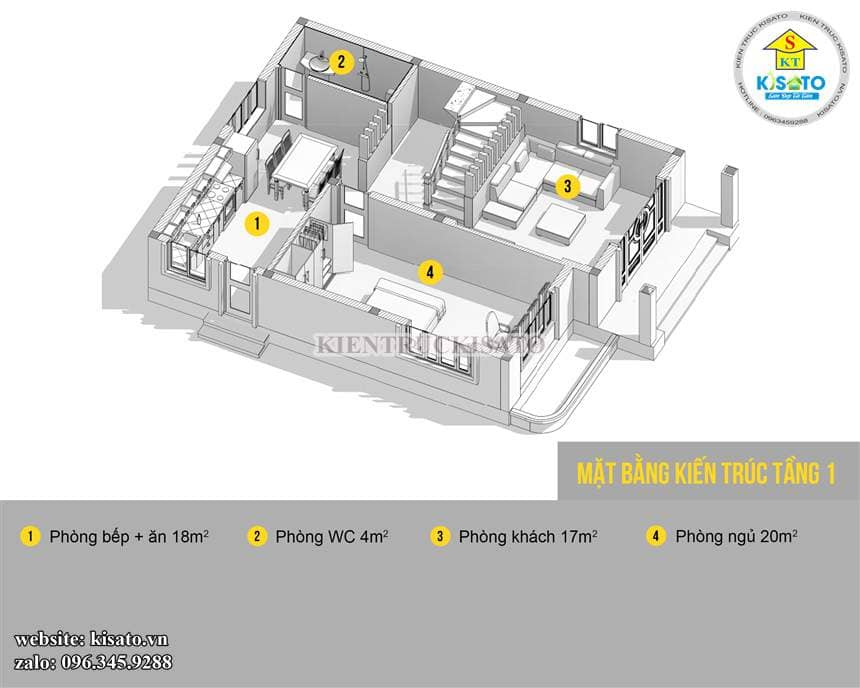 Công năng tầng 1 biệt thự đẹp