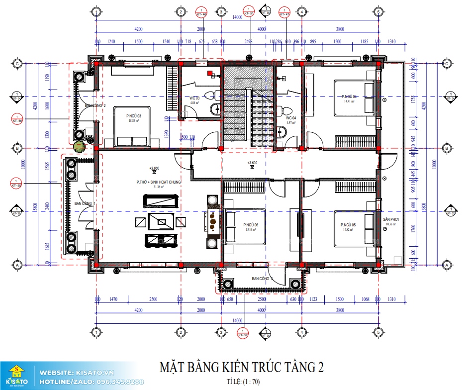 Mặt bằng công năng tầng 2