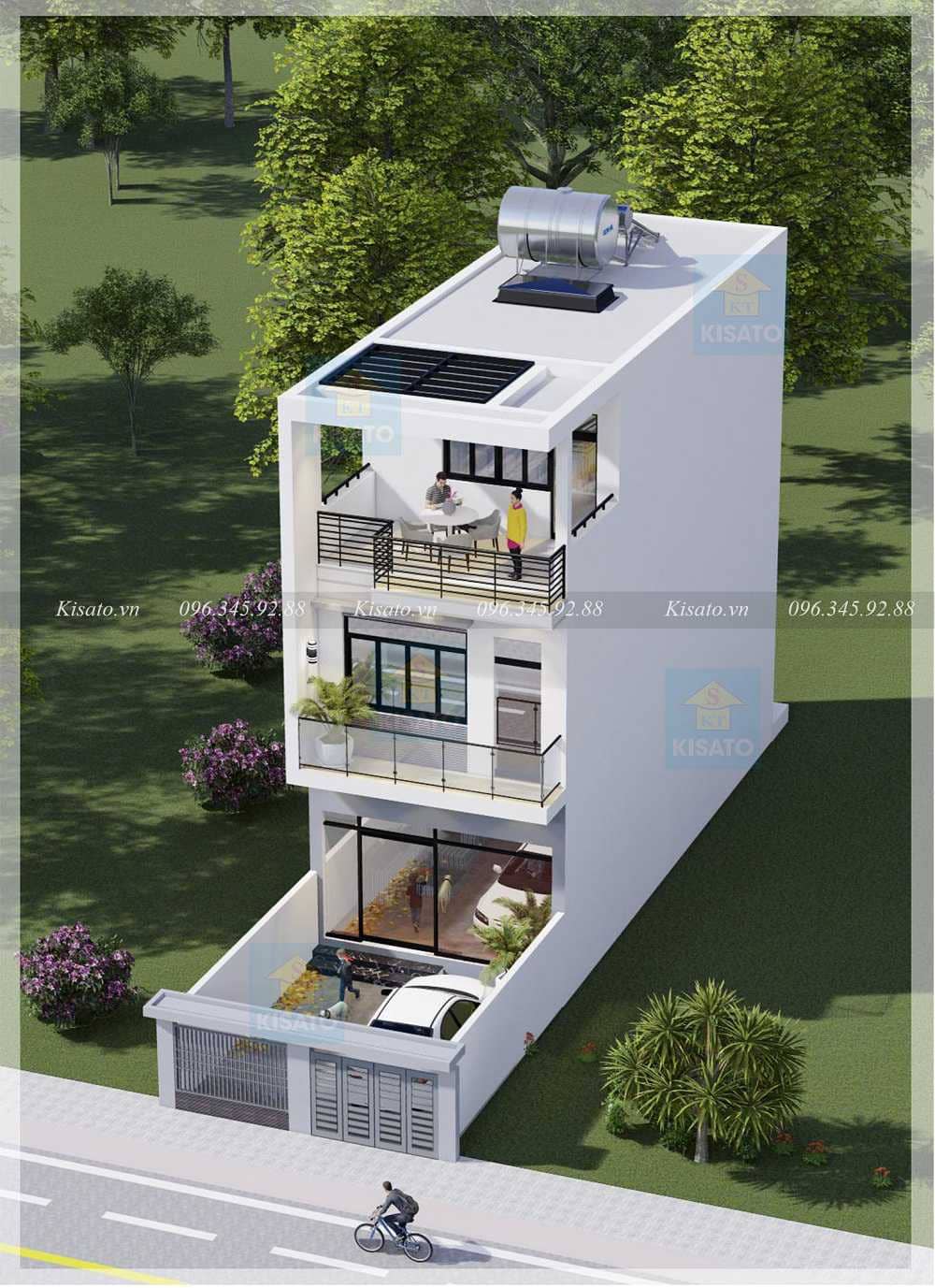 Bản vẽ thiết kế nhà đẹp 2 tầng 9x12m có 3 phòng ngủ chi tiết nhất BT112127  - Kiến trúc Angcovat