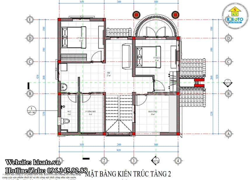 Mặt Bằng Kiến Trúc Tầng 2