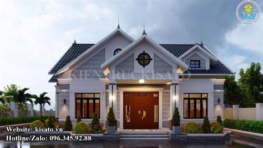 Thiết kế biệt thự 1 tầng đẹp tân cổ điển mái Thái (CĐT: bà Hậu - Phú Yên)  BT12587
