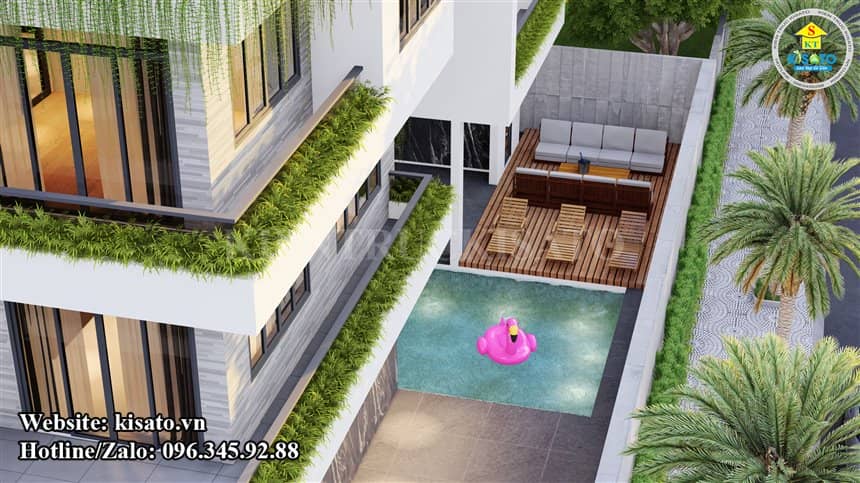 Phối cảnh 3D mẫu biệt thự 4 tầng hiện đại tại TP Ninh Bình