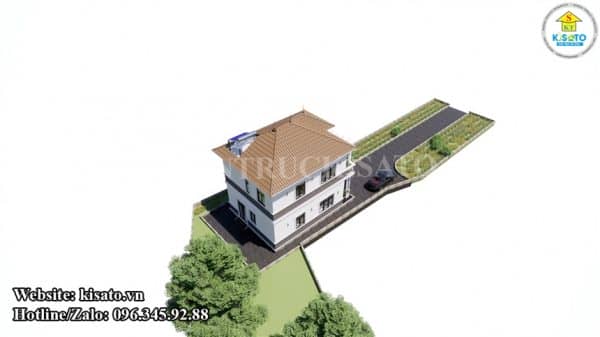 Phối cảnh 3D của mẫu biệt thự nhà vườn mái Thái đẹp độc đáo, sang trọng của gia đình chị Lệ