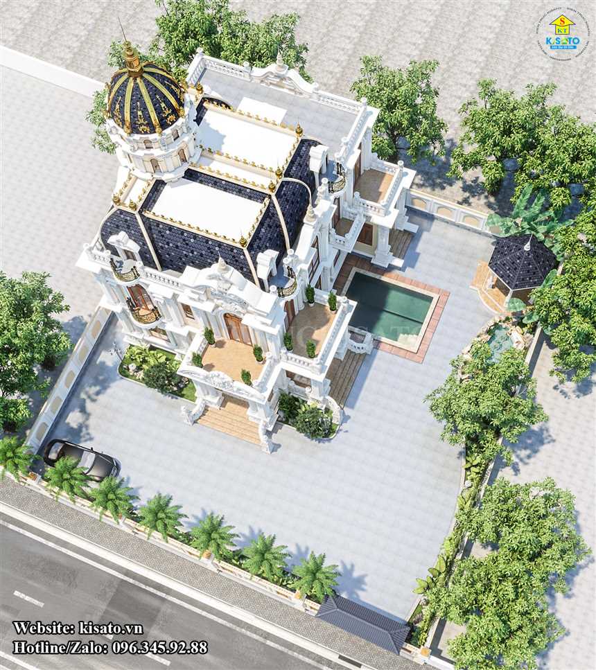 Phối cảnh 3D mẫu lâu đài 2 tầng đẹp tại Thái Bình