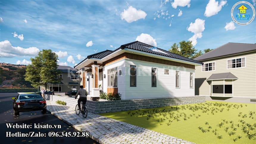 Phối cảnh 3D mẫu nhà vườn cấp 4 mái Nhật đẹp tại Ninh Bình