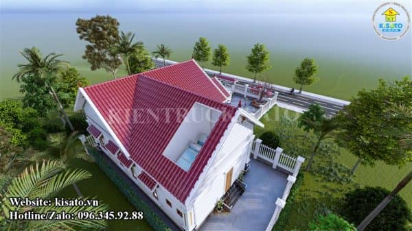 Phối cảnh 3D mẫu nhà cấp 4 mái Thái vô cùng đẹp mắt, ấn tượng ở Ninh Bình