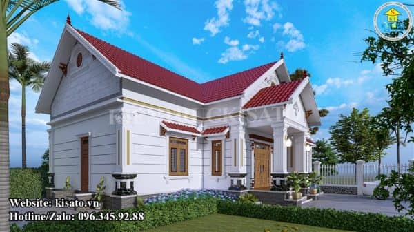 Phối cảnh 3D mẫu nhà cấp 4 mái Thái vô cùng đẹp mắt, ấn tượng ở Ninh Bình