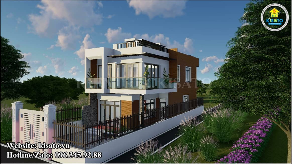Phối cảnh 3D mẫu biệt thự hiện đại 2 tầng đẹp tại Vĩnh Phúc