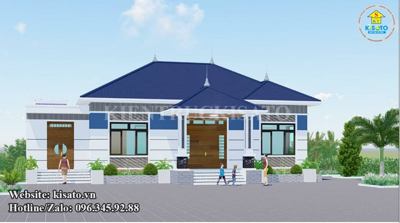 Phối cảnh 3D mẫu nhà cấp 4 mái Nhật 4 phòng ngủ đẹp tại TP Hạ Long
