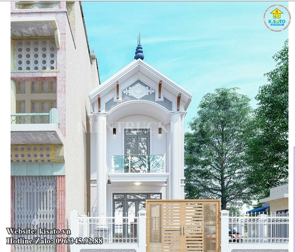 Phối cảnh 3D mẫu biệt thự 2 tầng tân cổ điển đẹp tại Nam Định