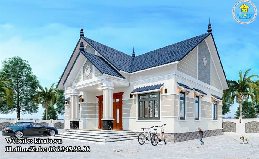 Phối cảnh 3D mẫu nhà cấp 4 hiện đại mái Thái