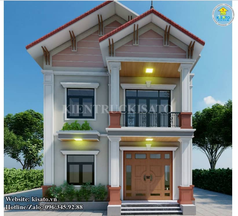Phối cảnh 3D mẫu biệt thự 2 tầng mái Thái tại Hà Nội