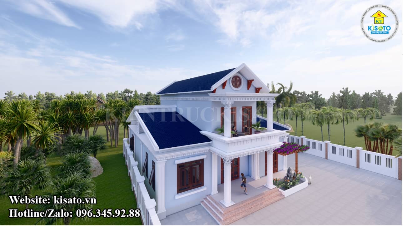 Phối cảnh 3D mẫu biệt thự 2 tầng mái Thái đẹp tại Tiền Giang