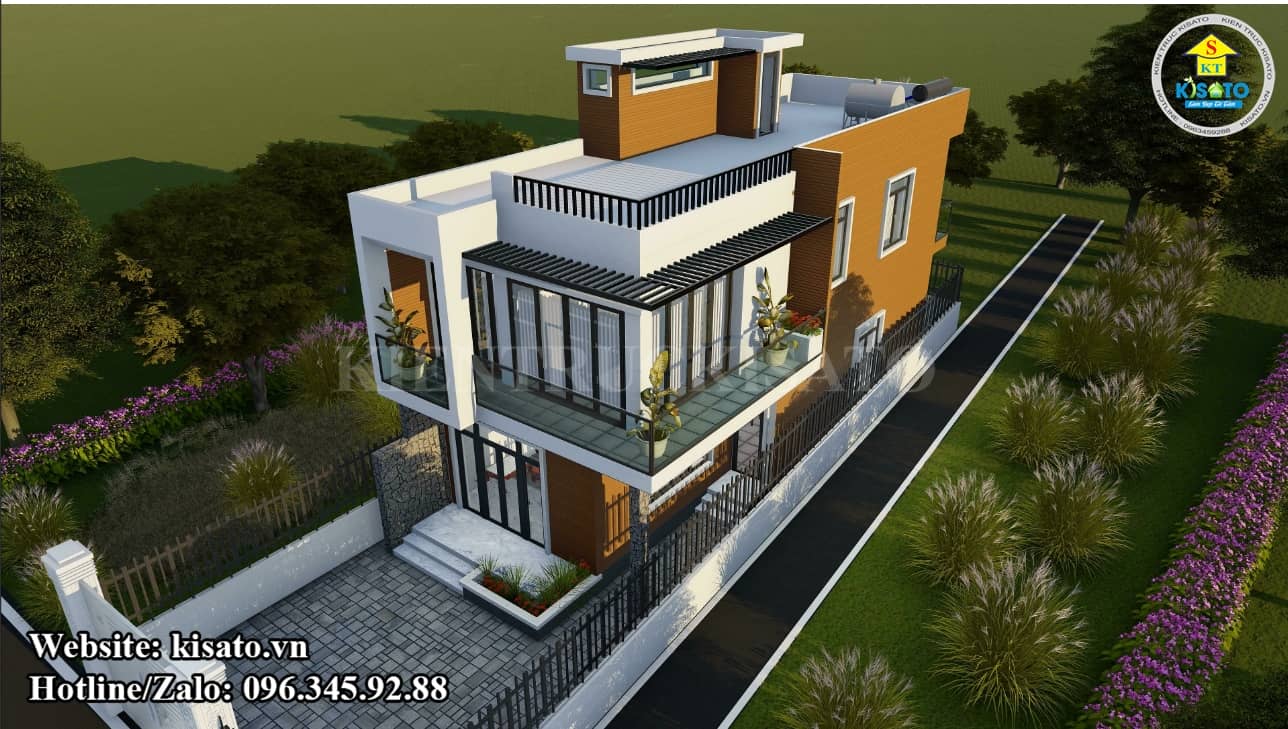 Phối cảnh 3D mẫu biệt thự hiện đại 2 tầng đẹp tại Vĩnh Phúc