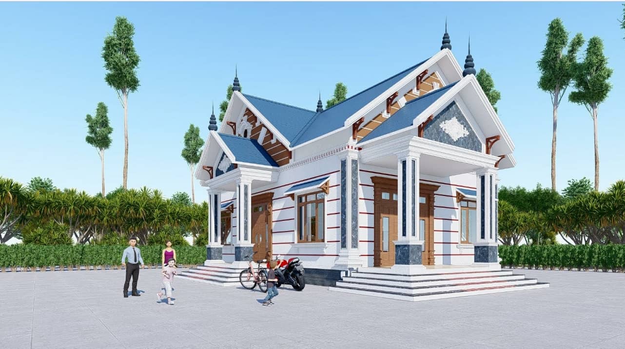 Phối cảnh 3D mẫu nhà cấp 4 đẹp tại Thái Nguyên