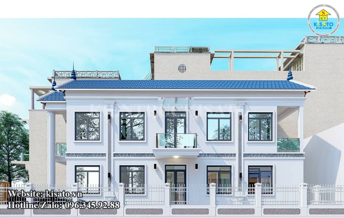 Phối cảnh 3D mẫu biệt thự 2 tầng tân cổ điển đẹp tại Nam Định