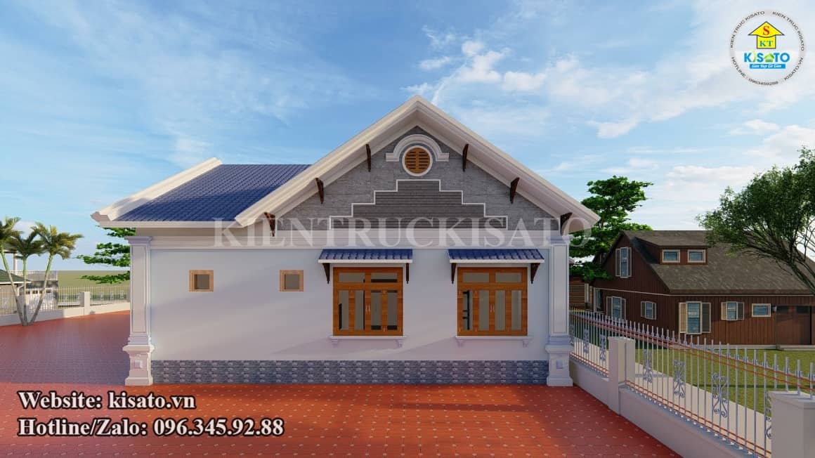 Phối cảnh 3D mẫu nhà cấp 4 mái Thái 4 phòng ngủ đẹp tại Thái Bình