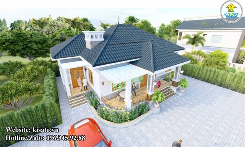 Phối cảnh 3D mẫu nhà cấp 4 hiện đại mái Nhật
