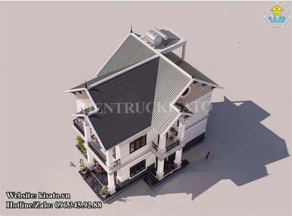 Phối cảnh 3D mẫu biệt thự 2 tầng mái Thái đẹp tinh tế