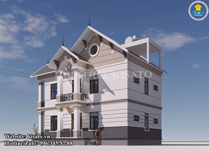 Phối cảnh 3D mẫu biệt thự 2 tầng mái Thái đẹp tinh tế