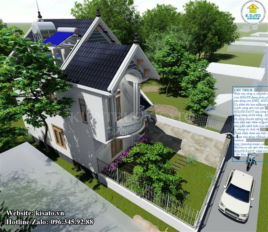 Phối cảnh 3D mẫu biệt thự hiện đại mái Thái