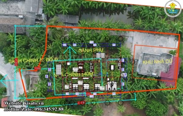Mặt bằng khảo sát mẫu nhà cấp 4 tân cổ điển mái Thái
