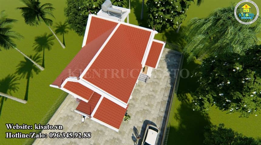 Phối cảnh 3D mẫu nhà cấp 4 hiện đại mái Thái