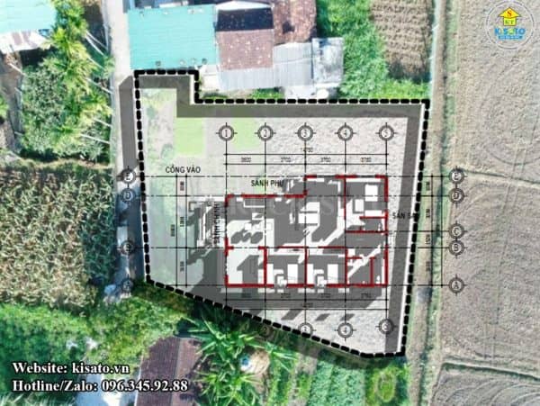 Mặt bằng khảo sát mẫu nhà vườn tân cổ điển mái Thái