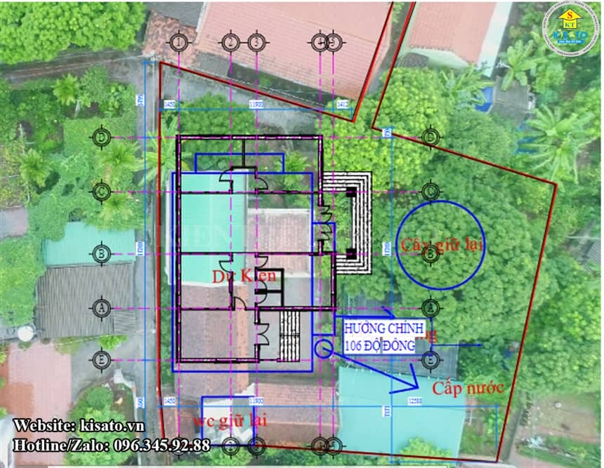 Mặt bằng khảo sát thực tế mẫu nhà cấp 4 hiện đại mái Thái