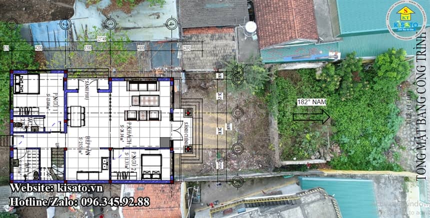 Mặt bằng khảo sát thực tế mẫu biệt thự vườn hiện đại mái Thái