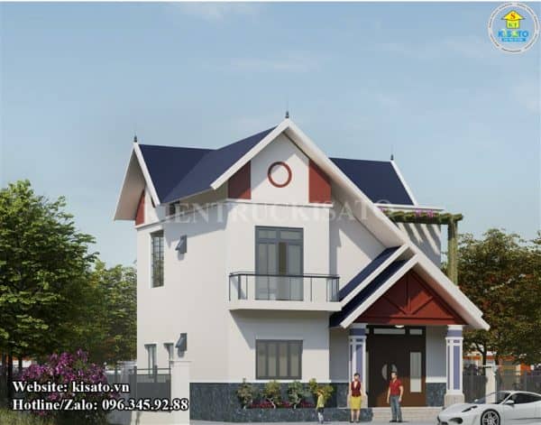 Phối cảnh 3D mẫu thiết kế biệt thự 2 tầng mái Thái hiện đại