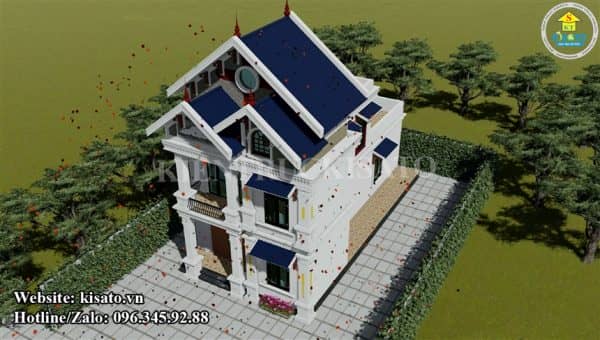 Phối cảnh 3D mẫu biệt thự 2 tầng mái Thái đẹp