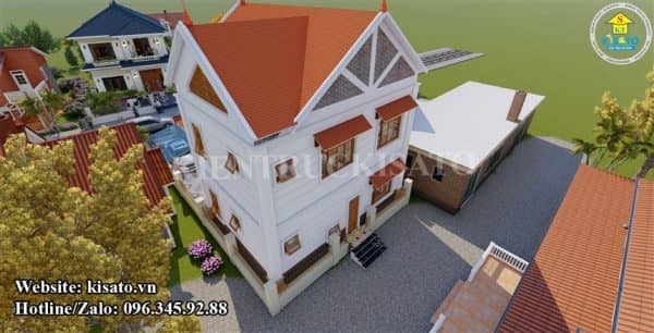 Phối cảnh 3D mẫu biệt thự 2 tầng mái Thái đẹp mắt