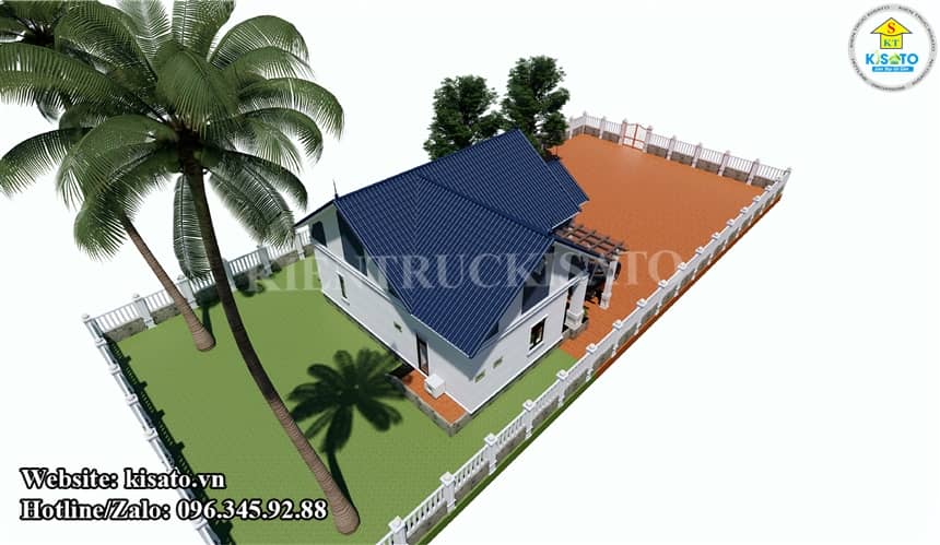 Phối cảnh 3D mẫu thiết kế nhà cấp 4 mái Thái đẹp
