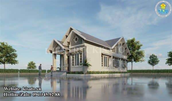 Phối cảnh 3D mẫu thiết kế nhà cấp 4 mái Thái đẹp mắt