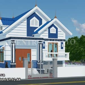 Phối cảnh 3D mẫu thiết kế nhà cấp 4 mái Thái