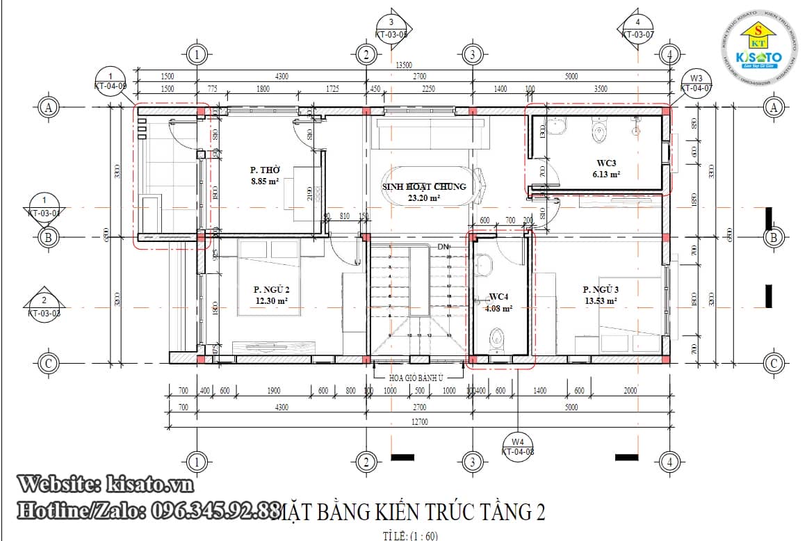 Công năng tầng 1 mẫu nhà ống 2 tầng 6x12m tại Nghệ An