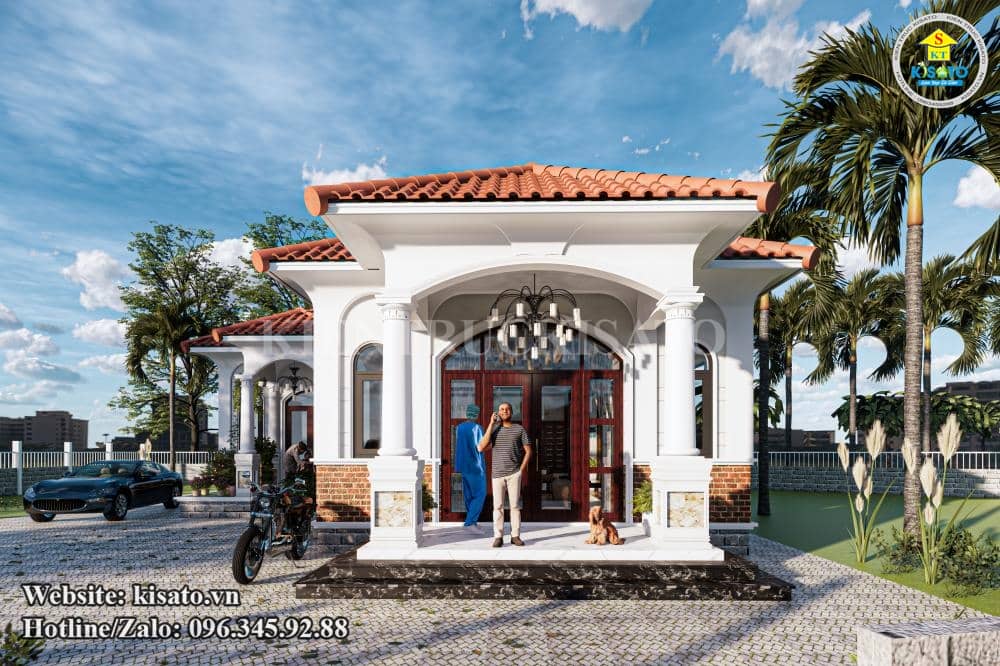 Phối cảnh 3D mẫu biệt thự 1 tầng hiện đại phong cách Châu Âu đẹp tại Thái Bình