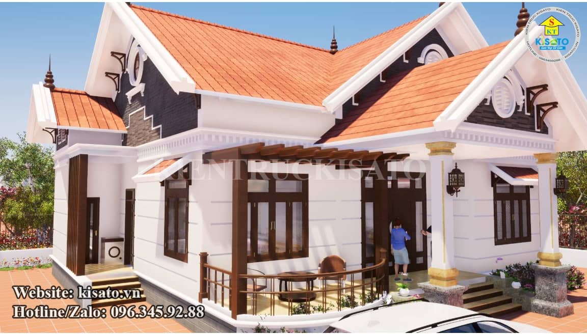 Phối cảnh 3D mẫu nhà vườn mái Thái 4 phòng ngủ có giá 1,7 tỷ tại Hà Nam