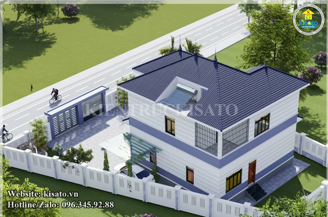Phối cảnh 3D mẫu biệt thự mái Nhật 2 tầng đẹp tại Thanh Hóa