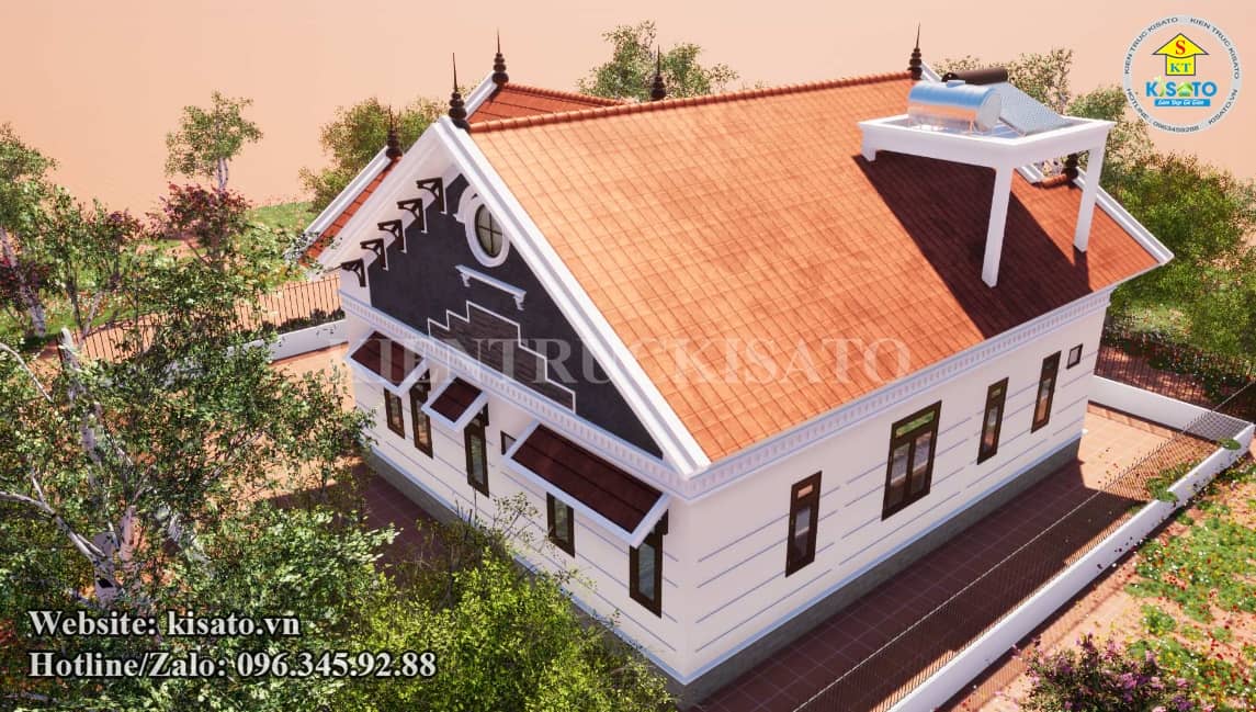 Phối cảnh 3D mẫu nhà vườn mái Thái 4 phòng ngủ có giá 1,7 tỷ tại Hà Nam