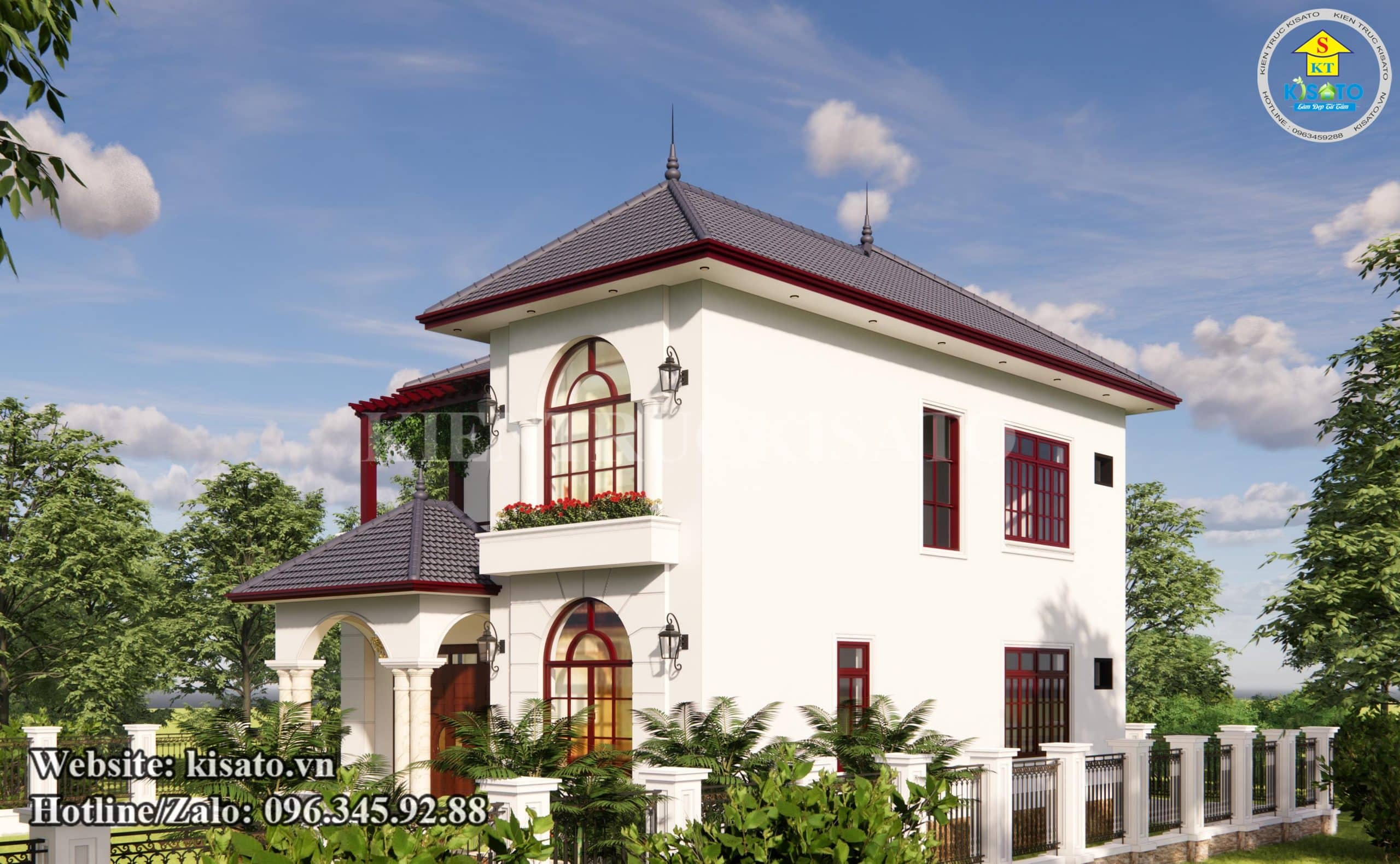 Phối cảnh 3D mẫu biệt thự tân cổ điển 2 tầng mái Nhật lọt Top 5 tại Hà Nam