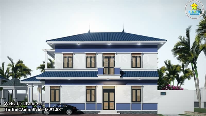 Phối cảnh 3D biệt thự 5 phòng ngủ mái Nhật đẹp thời thượng tại Hòa Bình