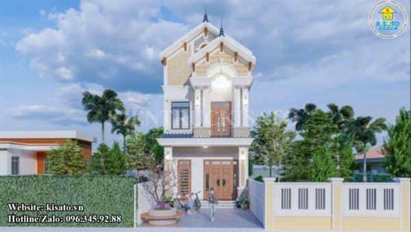 Phối cảnh 3D biệt thự 2 tầng mái Thái đẹp sắc nét tại Nam Định
