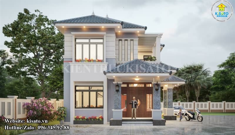 Phối cảnh 3D biệt thự 2 tầng mái Nhật hiện đại hoành tráng kiêu sa tại Nam Định