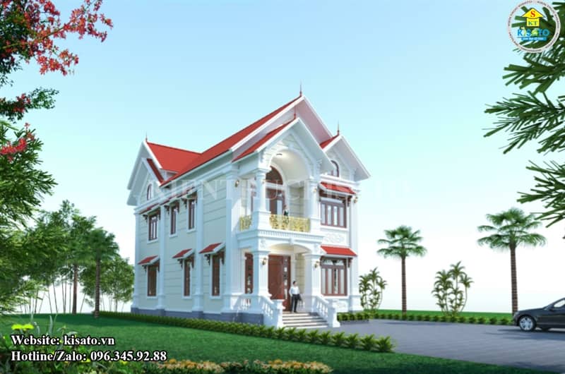 Phối cảnh 3D biệt thự 2 tầng mái Thái tân cổ điển sang trọng nhất tại Bình Dương