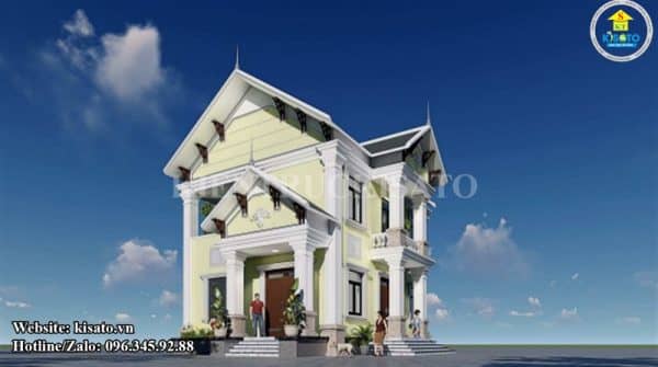 Phối cảnh 3D mẫu biệt thự 2 tầng mái Thái tân cổ điển sang trọng
