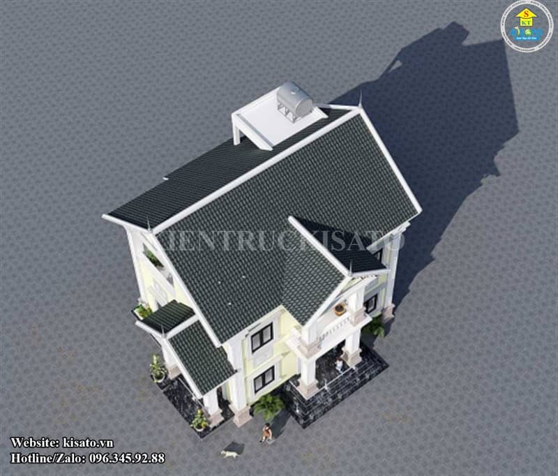 Phối cảnh 3D mẫu biệt thự 2 tầng mái Thái tân cổ điển sang trọng