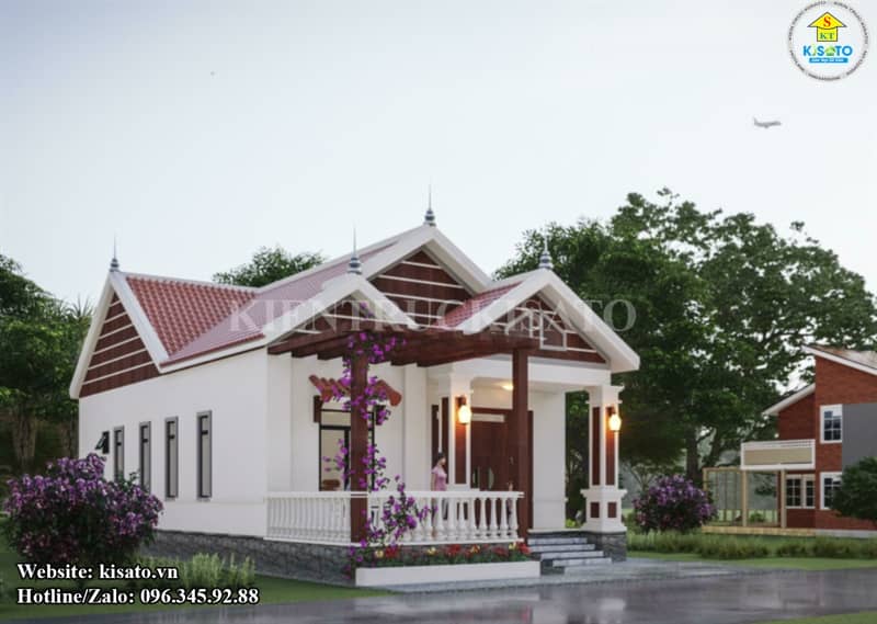 Phối cảnh 3D nhà vườn mái Thái 3 phòng ngủ xu thế xây dựng năm 2022