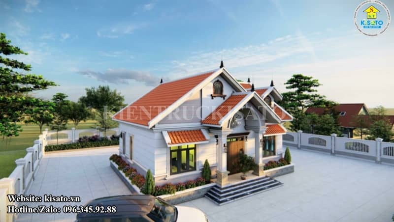 Phối cảnh 3D nhà cấp 4 mái Thái xu hướng thẩm mỹ năm 2022 tại Phú Thọ